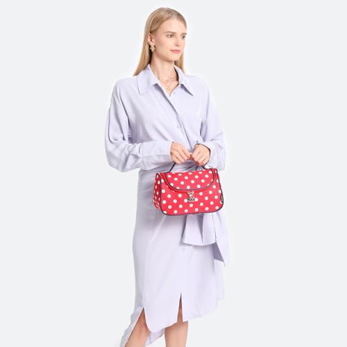 Yeiotsy Travel Cosmetic Bag for Women – Polka Dot Makeup Bag Organizer & Hanging Toiletry Bag - color: Classic Red