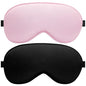 Flat Sleep Eye Mask for Men Women, Silk Sleep Mask for Side Sleeper, Travel Blackout Night Blindfold Eye Shade Cover with Adjustable Strap, Non-3D (Black & Pink) - color: Black & Pink