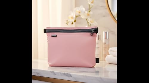 GOX Travel Toiletry Bag Carry On Zipper Pouch Cosmetic Kit Makeup Digital Bag Water Repellent Nylon (Pink) - color: Pink