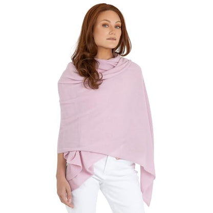 Velanio Cashmere 100% Cashmere Knitted Wrap Pashmina Shawl Extra Large Scarf Stole for Women Travel - color: Pink
