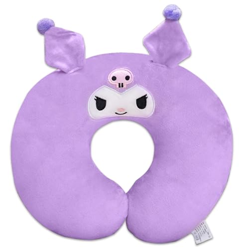 Roffatide Anime Kuromi U-Shape Neck Pillow Printed Plush Travel Pillows for Sleeping Christmas and Birthday Gift Purple - color: D