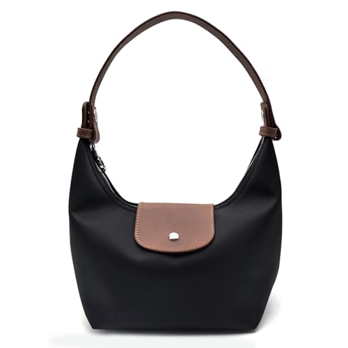 Convertible Women Underarm Bag Shoulder Purses with 2 Straps, Handbag Zipper Closure Minimalist Dumpling Design - color: Black, size: Small