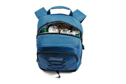 Coleman Chiller Insulated Backpack Cooler, Leakproof 28-Can Backpack Cooler with 12+ Hour Ice Retention, Made with Recycled Materials, Great for Beach, Camping, Hiking, Tailgates, Groceries, & More - color: Blue