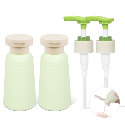 3.4oz Travel Shampoo Bottle with Flip Cap, Refillable Plastic Pump Bottles Dispenser for Soap, Shampoo, Lotions, Liquid Body Wash, Creams and Massage Oil (2Pack, 3.4oz/100ml) - size: 3.4 fl oz