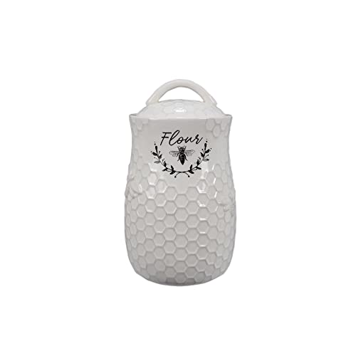 Young's Inc Ceramic Honey Bee Canisters, 4 pc/set - color: White
