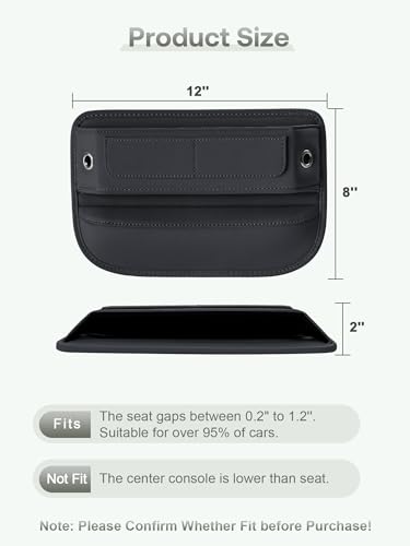 Universal Fit Premium Leather Car Seat Gap Filler Organizer, Center Console Organizer with Card Slots, Clever Gifts for Car SUV Truck Owners (Black, 1 Pack) - color: 01 Black, 1 Pack