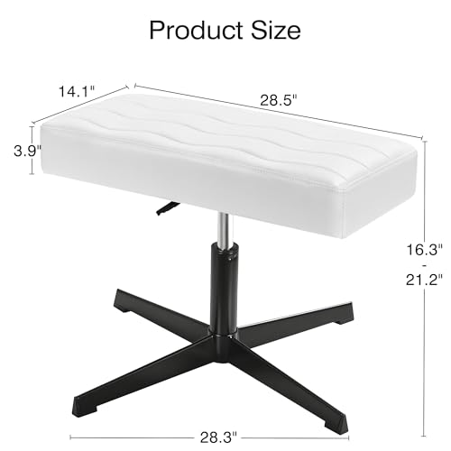 VECELO Under Desk Footrest, PU Ergonomic Foot Rest with Comfort Padding, Height Adjustable for Relieving Leg Pain, Stiffness, and etc, White - color: White