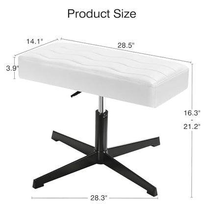 VECELO Under Desk Footrest, PU Ergonomic Foot Rest with Comfort Padding, Height Adjustable for Relieving Leg Pain, Stiffness, and etc, White - color: White