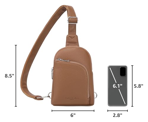 INICAT RFID Blocking Sling Bag, Anti Theft Crossbody Bag for Women Compact Travel Purses Leather - color: Brown