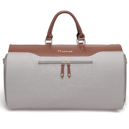 Modoker Convertible Garment Bag with Shoulder Strap, Carry on Garment Duffel Bag for Men Women - 2 in 1 Hanging Suitcase Suit Travel Bags, Caramel - color: Caramel