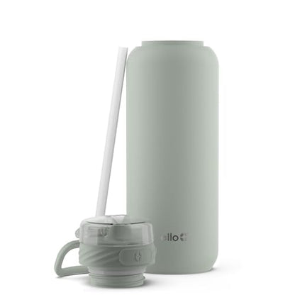 Ello Cooper 32oz Stainless Steel Water Bottle with Straw and Carry Handle, Double Walled and Vacuum Insulated Metal, Leak Proof Locking Lid with Soft Silicone Spout, Reusable, BPA Free, Sage - color: Sage, size: 32 Ounces