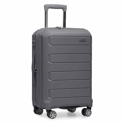 Traveler's Choice Pagosa Hardshell Expandable Luggage with Spinner Wheels, Gray, 22-Inch Carry-on - color: Gray, size: 22-Inch Carry-on