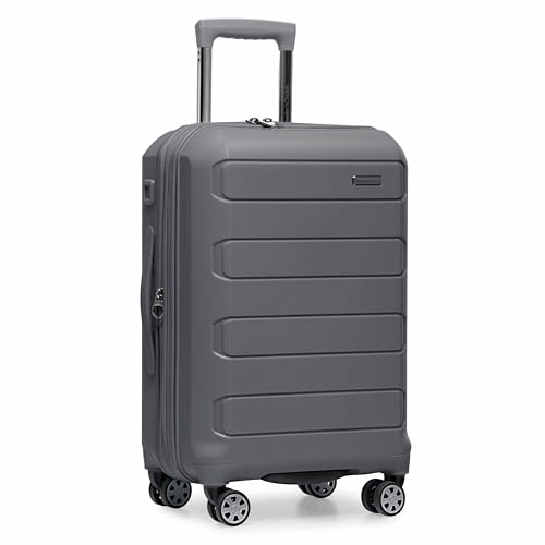 Traveler's Choice Pagosa Hardshell Expandable Luggage with Spinner Wheels, Gray, 22-Inch Carry-on - color: Gray, size: 22-Inch Carry-on