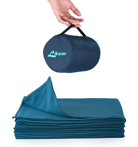 Litume Travel Camping Blanket Lightweight and Breathable, 67 x 48 in Soft Airplane Flight Blanket for Travelers, Foldable Sheet with Stuff Sack for Train, Camp, backapcking, Office, Home - color: Teal