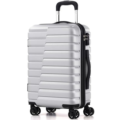 Coolife Carry On Luggage Airline Approved with Wheels Hard Shell Suitcase Spinner TSA Lock Telescopic Handle 20-inch,Silver - color: sliver, size: Small(20in)