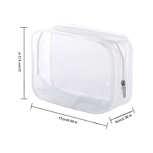 BEFORYOU 6 Pack Clear Toiletry Carry Pouch with Zipper Portable Plastic Waterproof Cosmetic Bag TSA Approved for Vacation Travel Bathroom and Organizing (White, Small) - size: Small bags only