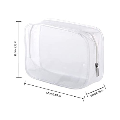 BEFORYOU 6 Pack Clear Toiletry Carry Pouch with Zipper Portable Plastic Waterproof Cosmetic Bag TSA Approved for Vacation Travel Bathroom and Organizing (White, Small) - size: Small bags only