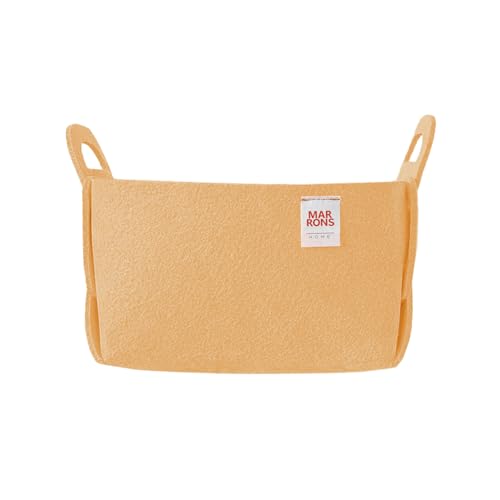Collapsible Felt APRICOT Storage Bin Small 7.1"x5.1"x5.1" – Foldable Basket with Handles for Closet, Toy Storage, Laundry Room Organization, Decorative Storage Baskets for Shelves, Nursery - color: APRICOT, size: SMALL