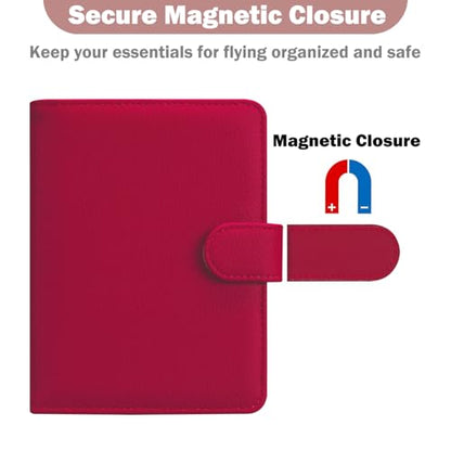 HOTCOOL Passport Holder Travel Essentials Airplane & Cruise Essentials Ship Leather Wallet Cover Case RFID Blocking Women & Men Vacation Travel Accessories Gifts Deals, Litchi - Hot Pink - color: A Litchi Pink