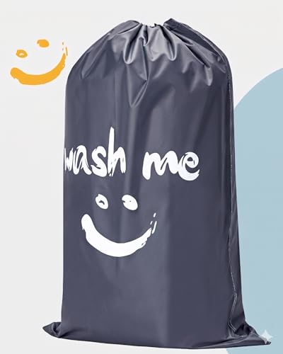 HOMEST XL Laundry Bag 28" x 40", Extra Large Dirty Clothes Organizer Holds 3-4 Loads, Machine Washable Drawstring Laundry Bag for Dorm, Camp, Laundromat, Family, Travel, Gray - color: (1 pack-Wash me)Grey