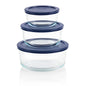 Pyrex Simply Store (3-Pack) Glass Food Storage Containers Set, (2, 4 & 7 Cup) Meal Prep Containers With Plastic BPA-Free Lids, Dishwasher & Microwave Safe