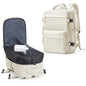 Vacuum Seal Backpack for Clothing Travel with Air Pump Waterproof Laptop Carry On Backpack Personal item Travel Essentials Compression Space Saver Bags Storage with Vacuum System Women Beige - color: Beige（with Electric Pump）