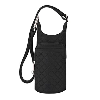 Travelon Anti-Theft Boho Insulated Water Bottle Tote - color: Black Solid