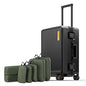 LEVEL8 Zipperless Carry On Suitcase Airline Approved with Aluminum Frame, Hard Shell Luggage with Spinner Wheels, Metal Travel Luggage, 20 Inch, Black - color: Black, size: Carry-On 20 Inch (With 6PC Organizers)