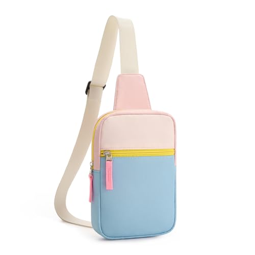 Birthday Gifts for 8 9 10 11 12 Year Old Teens Girls Kids, Fanny Pack Crossbody Bag Sling Belt Bags Purse, Dorm Travel Essentials for Girls Fashion, Preppy Tween Teen Girl Gift Trendy Stuff - color: Blossom Pink & Sky Blue