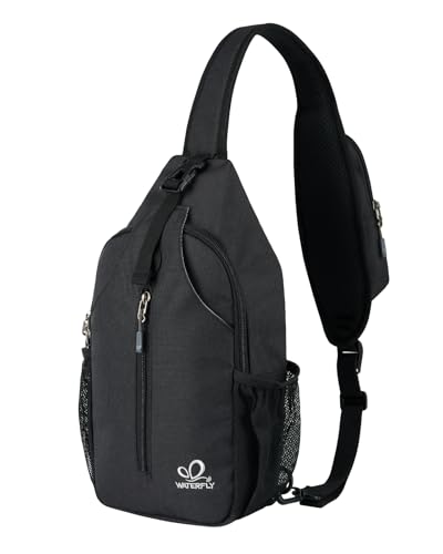 WATERFLY RFID Crossbody Sling Backpack Sling Bag Travel Hiking Chest Bag Daypack - color: Rfid-black