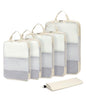 ECOHUB 6 Set Compression Packing Cubes, Lightweight Beach Vacation Travel Essentials Durable Travel Accessories for Suitcase Carry On Luggage Organizer Bags with YKK Zippers Shoe Bag, Beige - color: Beige
