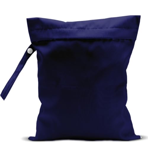 Waterproof Wet Bag for Swimsuit, Travel Beach Wet Dry Bag, Hidden Zipper Reusable Blue Wet Bags, for Travel Beach Wet Swimsuits Toiletries Diapers Dirty Gym Clothes Laundry Bag - color: Pure blue
