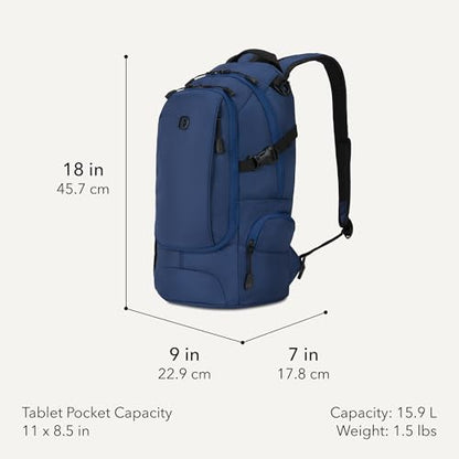 SWISSGEAR City Pack Backpack, Slim Profile, Navy Ballistic,15.9L, 18-Inch - color: Navy Ballistic