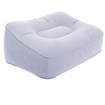 Inflatable Foot Rest for Travel, Soft Flocking Airplane Leg Rest Pillow, Portable Cushion Ottoman for Flights, Office, Home, Camping (Gray)