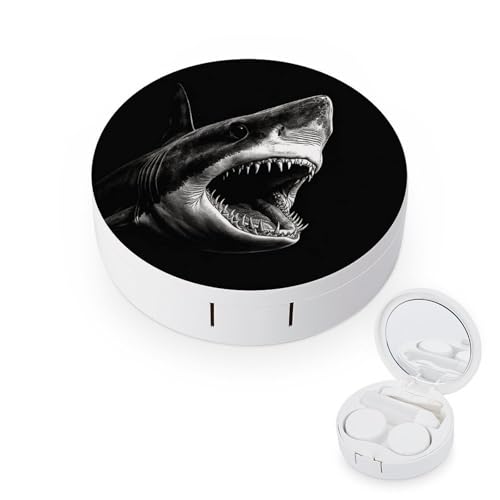 Black Shark Head Contact Lens Case - Durable Leakproof Light Convenient,Cute Colored Contact Lenses Applicator Removal Tool Kit,Contact Lens Box for Storage,Travel,Daily Home Use