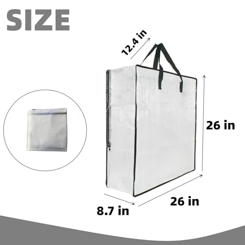 6 Pack Clear Storage Bags with Zipper and Handles, Blanket Bags For Closet Storage, Moving and Packing Supplies for College, Underbed Storage Organizer for Clothes Pillow Bedding Christmas Wreath - style: 6 Side zipper