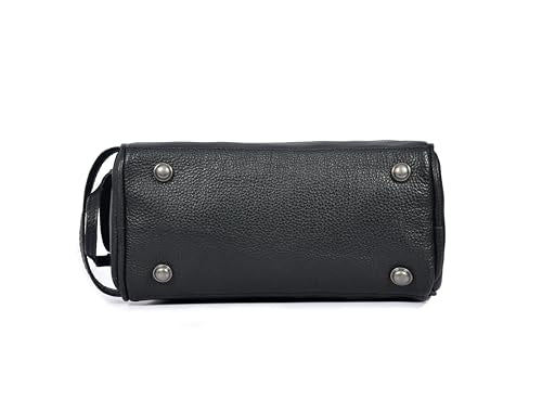 10" Premium Leather Toiletry Travel Pouch With Waterproof Lining | King-Size Handcrafted Vintage Dopp kit By Aaron Leather Goods (Jade Black) - color: Jade Black