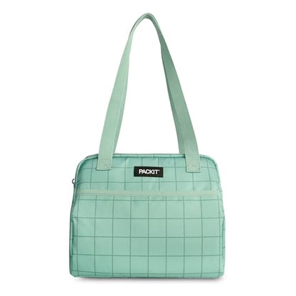 PackIt(R) Freezable Hampton Lunch Bag, Sports Grid Sage, Built with EcoFreeze(R) Technology, Collapsible, Reusable, Zip Closure with Front Pocket and Shoulder Straps, Designed for Fresh Office Lunches - color: Sports Grid Sage