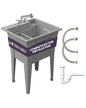 Freestanding Utility Sink with Two Handle Chrome Faucet - 24" Plastic Utility Sink for Garage, Laundry, Indoor and Oudoor Use - Laundry Tub Kit by Noah William Home - Grey (19.5 gal) - color: Grey - Two handle chrome faucet