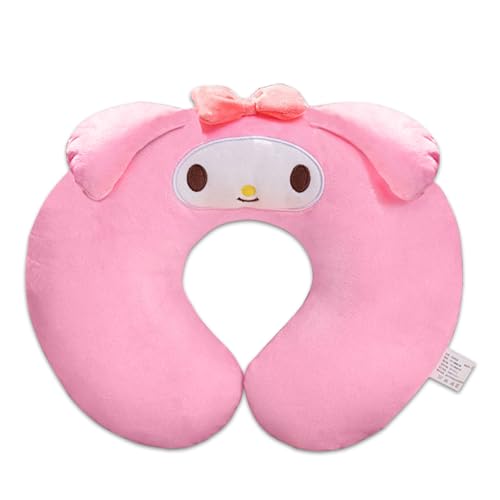 Roffatide Anime Cinnamoroll U-Shape Neck Pillow Printed Plush Melody Travel Pillows for Sleeping Christmas and Birthday Gift Melody - color: Pink