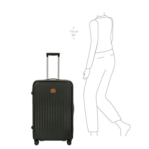 Bric's Taormina Ultra-Light Checked Luggage – Expandable Hard Shell Suitcase with TSA Lock, Anti-Tamper Zippers & 360 Spinner Mobility Wheels - 30 Inch, Olive - color: Olive, size: Checked-Large