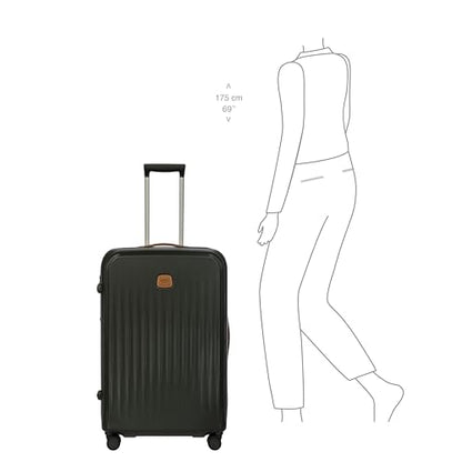 Bric's Taormina Ultra-Light Checked Luggage – Expandable Hard Shell Suitcase with TSA Lock, Anti-Tamper Zippers & 360 Spinner Mobility Wheels - 30 Inch, Olive - color: Olive, size: Checked-Large