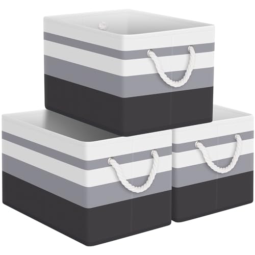 StorageTastic Storage Bin,Collapsible Storage Basket For Organizing,Large Storage Boxes With Rope Handles,Storage Containers,Gradient Grey,3 Pack - color: Gradient Grey, size: 15" X 10" X 9.5" (3 Pack)
