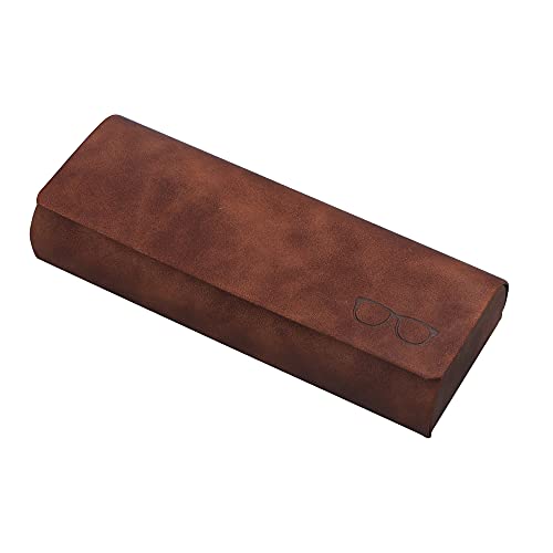 LifeArt Eyeglass Case Hard Shell, Portable Sunglass Case for Women and Men, fashionable PU Leather Eyeglass Case, Lightweight - color: 641_ybr(brown)