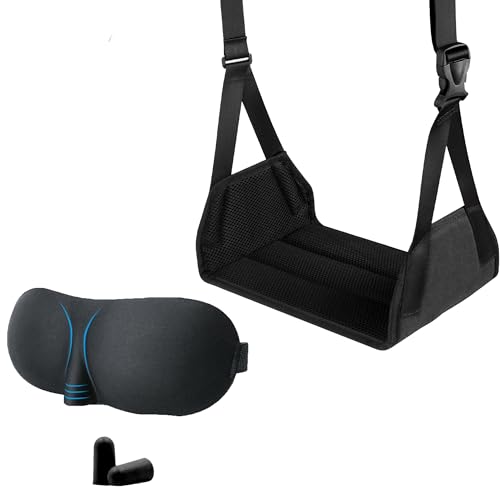 Portable Ultimate Comfort Set for Plane Sleep Kit at Plane Inflatable Travel Pillows Foot Rest Hammock Eye Mask Ear Plugs for Airplane Essentials for Seat Airplane Gadgets for Sleep Comfort (F) - color: F