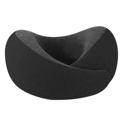 Travel Neck Pillow for Airplane – Memory Foam 360° Support Compact Design Ergonomic Flight Pillow for Sleeping & Neck Support Portable Travel Pillows for Adults, Car, Office Home (Black) - color: Black