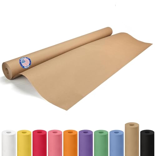 IDL Packaging Brown Paper Roll 36" x 1200" (100 feet) - USA-Made Thick Kraft Paper Roll 50lb Thickness for Packing, Moving, Shipping & Crafts/Arts - 100% Recycled Natural Craft Wrapping Material - color: Brown, size: 36"x100' (#50 thick)