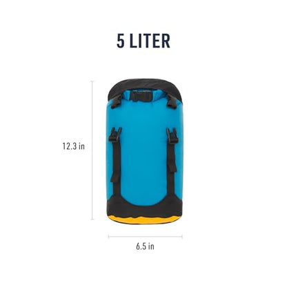 Sea to Summit eVac Compression Dry Bag, Waterproof Compression Sack, 5 Liter, Turkish Tile Blue - color: Turkish Tile Blue, style: 5 Liter