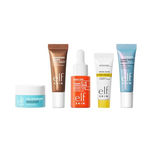 e.l.f. SKIN Best & Obsessed Skincare Kit, Travel-Size Makeup Remover, Sunscreen & Brightening Serums For Glowy Skin, Vegan & Cruelty-Free - style: Best & Obsessed Skincare Kit