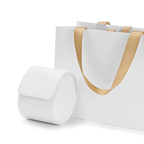 Oirlv Luxury Leather Travel Watch Case Portable Jewelry Watch Storage Roll Organizer(White) - color: White